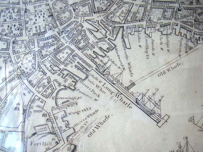 A fine "Map of the Town of Boston in New England" by John Bonner in 1722 and reproduced and published by George Smith in 1835. — image 6